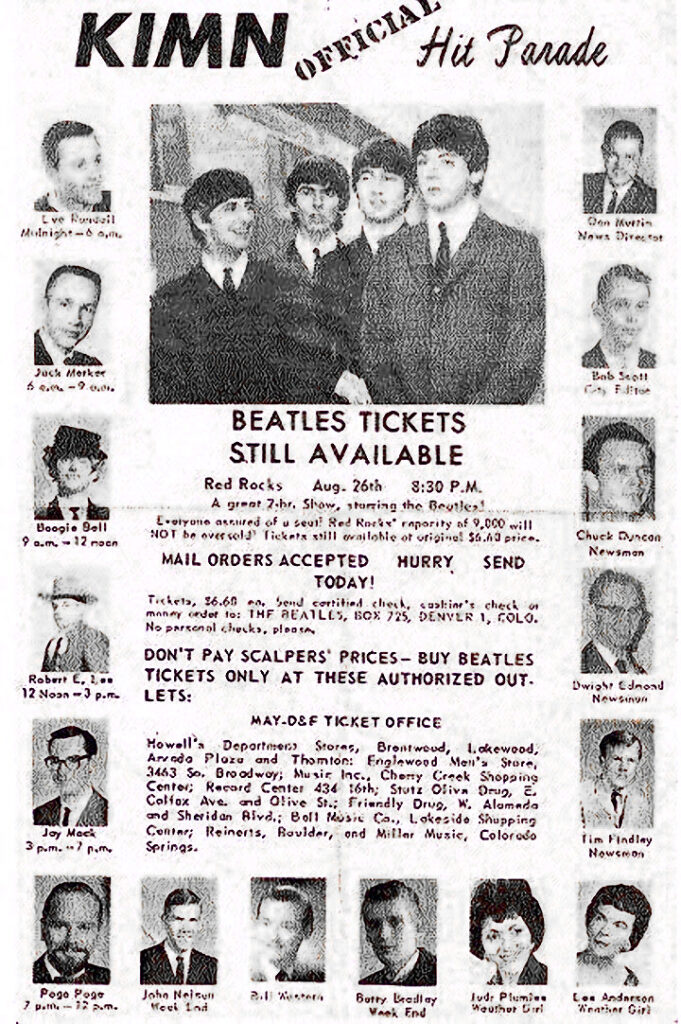 KIMN Hit Parade promoting The Beatles concert